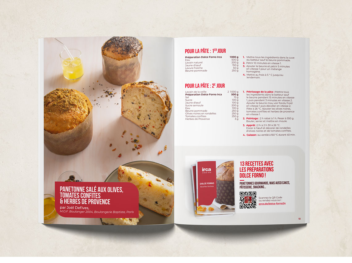 Double page recette du livret Apéritivo consacrée aux gressins noisette et à la tapenade framboise et gianduja avec son encart publicitaire pour la Purée de Framboise Ravifruit.